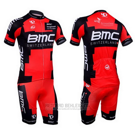 2013 Fahrradbekleidung BMC Shwarz und Rot Trikot Kurzarm und Tragerhose